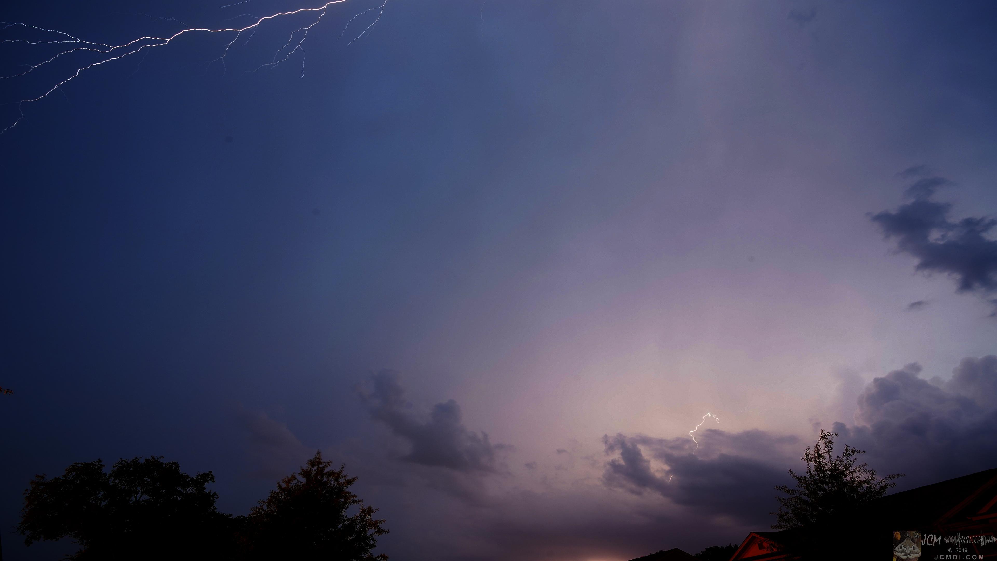 Severe thunderstorm lightning bolt lights up the sky in Tennessee